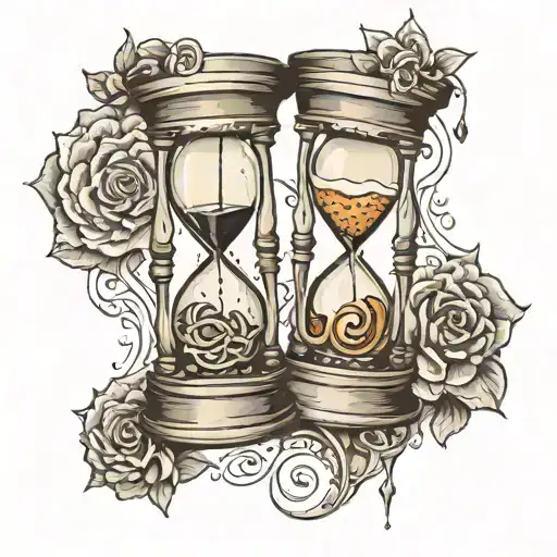 hourglass clocks depicting 11:03 tattoo design idea