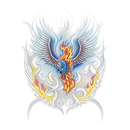 phoenix rising from flames tattoo design idea