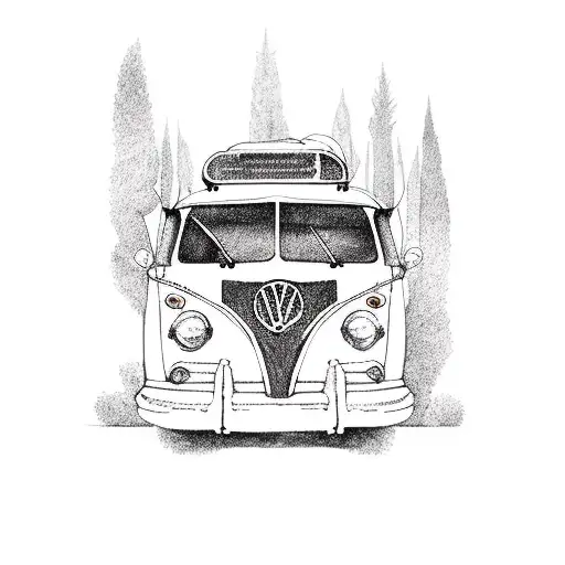 hippie bus tattoo design idea