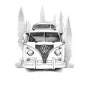 hippie bus tattoo design idea