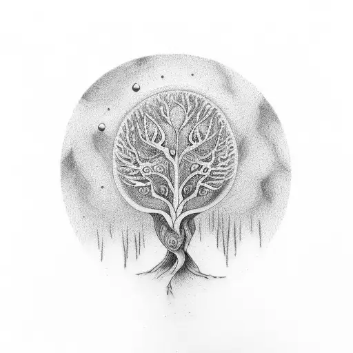 arbre de vie avec kundalini tattoo design idea