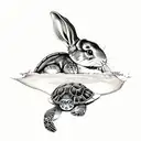 Rabbit and turtle  tattoo design idea