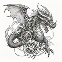 mechanical dragon warrior tattoo design idea