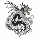 mechanical dragon warrior tattoo design idea