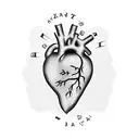 heart shape with Izzy written in outline tattoo design idea