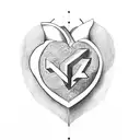 basic heart shape with letters IZzy tattoo design idea