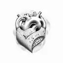 basic heart shape with letters IZzy tattoo design idea