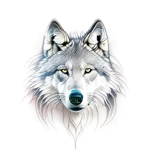 un lobo  un relog tattoo design idea
