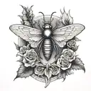 winged insect and funeral pyre tattoo design idea