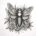 winged insect and funeral pyre tattoo design idea