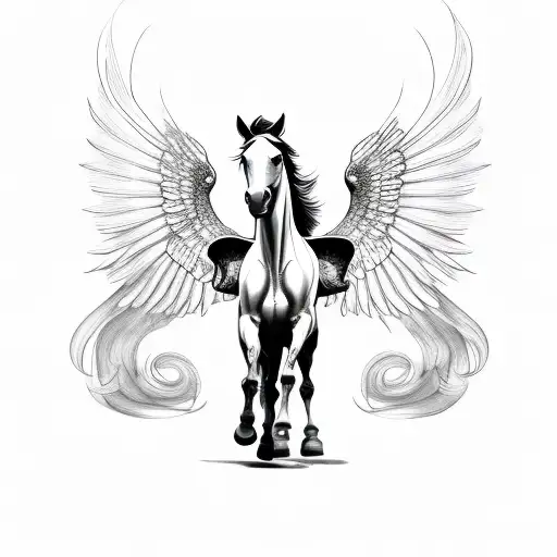 pegasus horse with wings tattoo design idea
