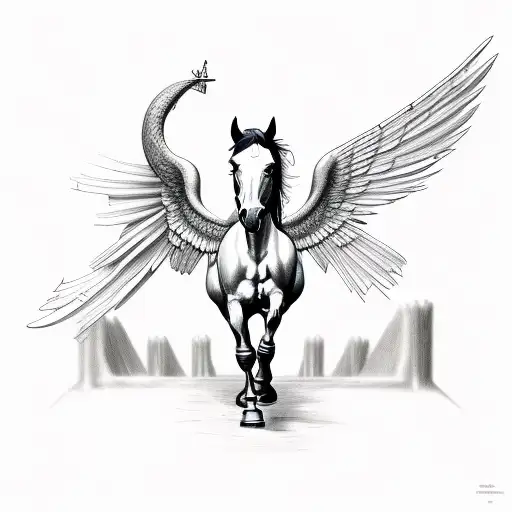 pegasus horse with wings tattoo design idea
