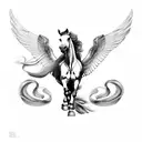 pegasus horse with wings tattoo design idea