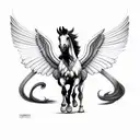 black pegasus horse with wings tattoo design idea