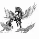 black pegasus horse with wings tattoo design idea