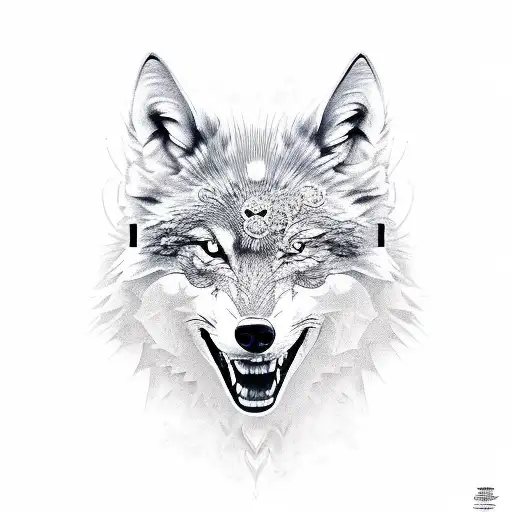 wolf head dragon tattoo design idea