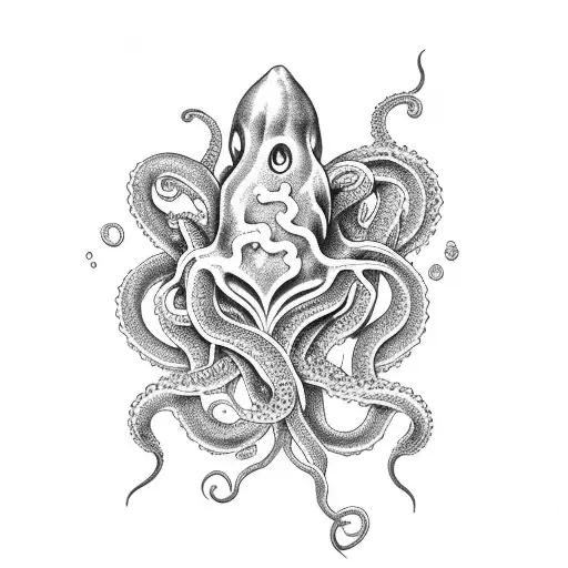 tentacles squeezing heart tattoo design idea
