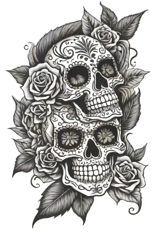 sugar skull punk rock inspired tattoo design idea
