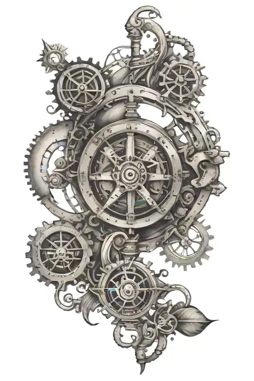Steampunk libra zodiac sign tattoo design idea