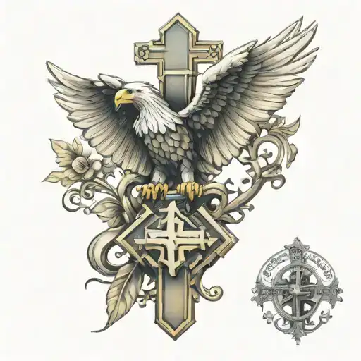 Polish eagle and crucifix tattoo design idea