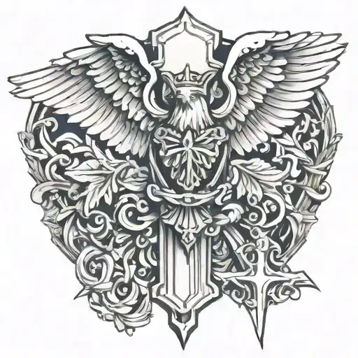 Polish eagle and crucifix tattoo design idea
