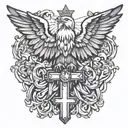 Polish eagle and crucifix tattoo design idea