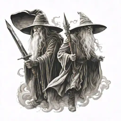 Sauron fighting Gandalf tattoo design idea
