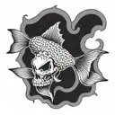 goldfish cracker with skull face  tattoo design idea