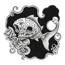 goldfish cracker with skull face  tattoo design idea