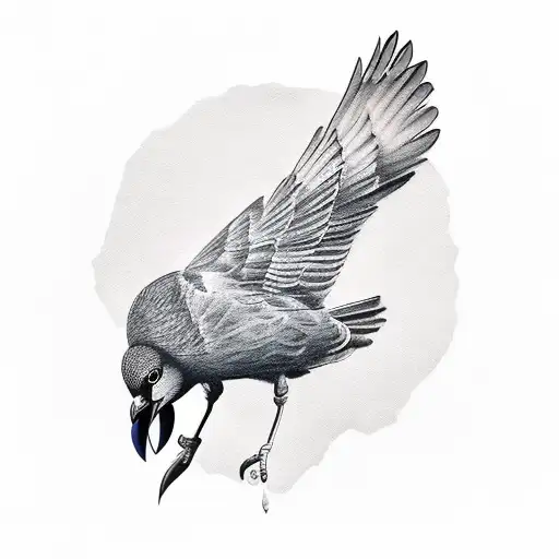 Half Crow half dove tattoo design idea