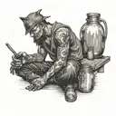 sekkilinton sitting with a moonshine jar tattoo design idea