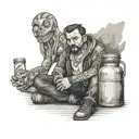 sekkilinton sitting with a moonshine jar tattoo design idea