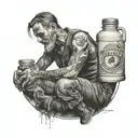 sekkilinton sitting with a moonshine jar tattoo design idea