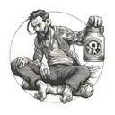 sekkilinton sitting with a moonshine jar tattoo design idea