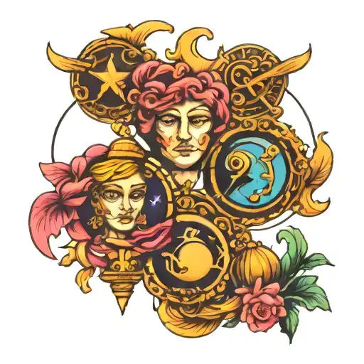 aquarius libra pisces zodiac sign tattoo design idea