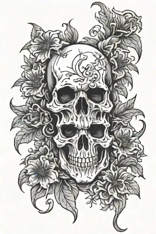 Grimreaper flowers guide tattoo design idea