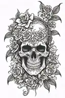 Grimreaper flowers guide tattoo design idea