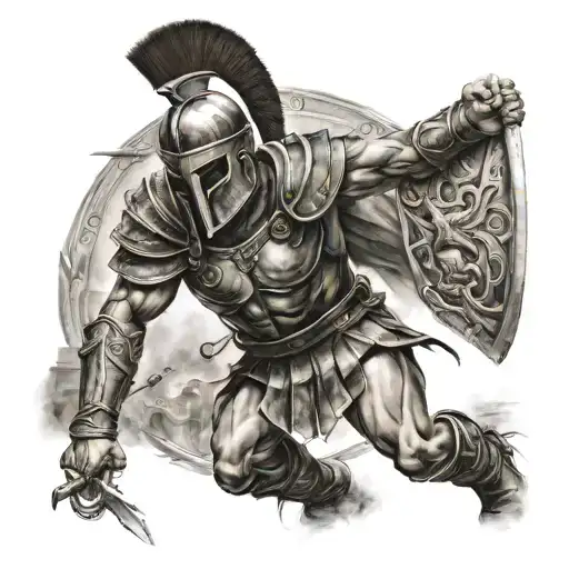 spartan gladiator fighting tattoo design idea