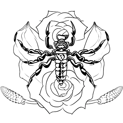 Scorpion with rose as stinger tattoo design idea