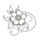 flower add ons for signature with lots of curves  tattoo design idea