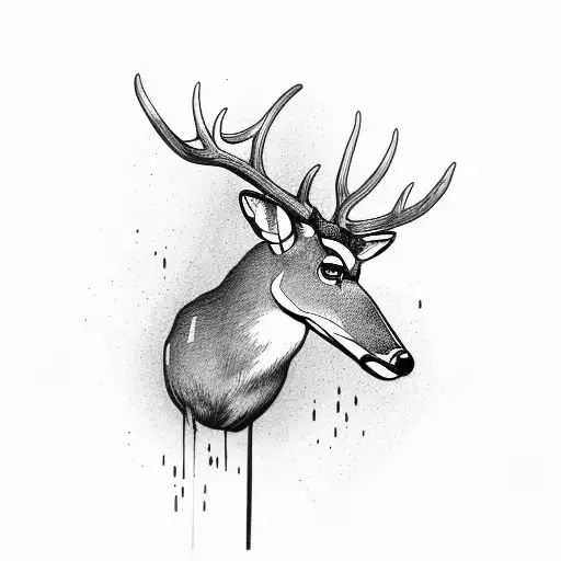 deer with Hammer instead or antler tattoo design idea