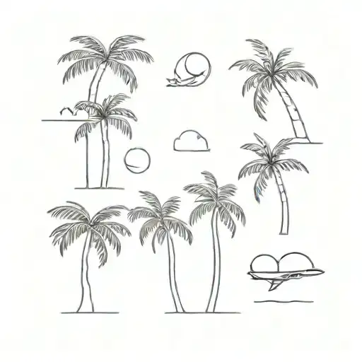 world and plane palm trees tattoo design idea