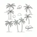 world and plane palm trees tattoo design idea