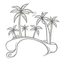world and plane palm trees tattoo design idea