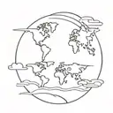 world and plane flying in the sky tattoo design idea