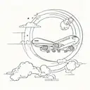 world and plane flying in the sky tattoo design idea