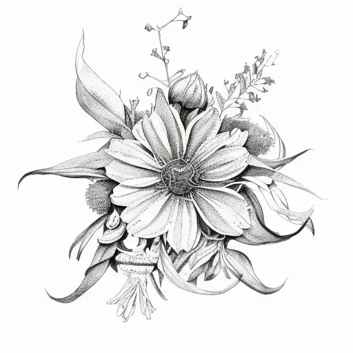 August birth flower, December birth flower, July birth flower , January birth flower  tattoo design idea