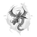 Combining a dragon and a samurai in a dynamic pose tattoo design idea