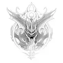 Combining a dragon and a samurai in a dynamic pose tattoo design idea