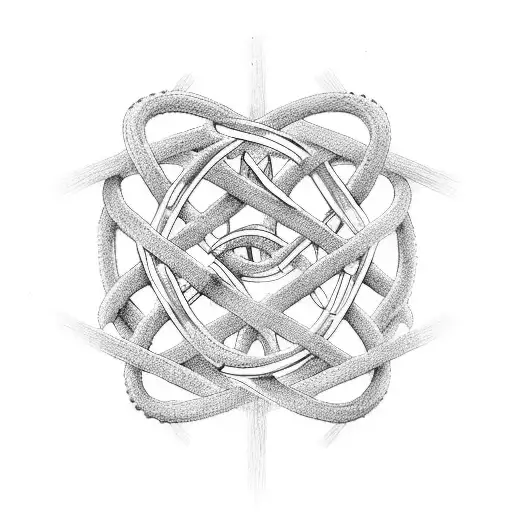 A tattoo design of a DNA double helix intertwined with various family symbols, illustrating the idea that family is not just common blood tattoo design idea